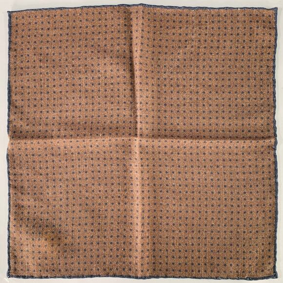 BRUNELLO CUCINELLI Brown Navy Polka Dot Pocket Square - Picture 1 of 3